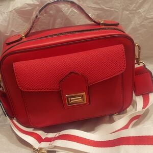 Red veagan crossbody bag